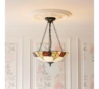 ingram 3 light tiffany glass inverted pendant light in satin black