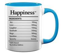 Ingredients for Genuine Happiness and Serenity Ceramic Tea Coffee Mug Light Blue