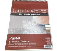 Daler-Rowney Ingres 160gsm 12 x 9in Pastel Paper Spiral Pad, Laid Texture, 6 Assorted Colours, 24 Sheets, Ideal for Professional Artists & Students