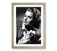 Ingrid Bergman Framed Print | A2 Oak Framed Wall Art | Ready to Hang | Modern Nature Picture | Living Room Bedroom Lounge Office