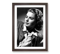 Ingrid Bergman Framed Print | A2 Walnut Framed Wall Art | Ready to Hang | Modern Nature Picture | Living Room Bedroom Lounge Office