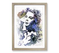 Ingrid Bergman in Abstract Framed Print | A2 Oak Framed Wall Art | Ready to Hang | Abstract Fantasy Picture | Living Room Bedroom Lounge Office