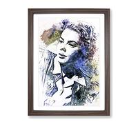 Ingrid Bergman In Abstract Modern Art Framed Wall Art Print, Ready to Hang Picture for Living Room Bedroom Home Office Décor, Walnut A2 (64 x 46 cm)