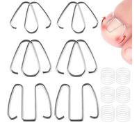 Ingrown Toenail Corrector, 6pcs 3 Sizes Iron Ingrown Toe Nail Correctors with 30pcs Rubber Band for Pedicure Foot Care