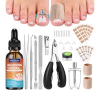 Ingrown Toenail Removal Kit, Professional Ingrown Toenail Tool Kit Includes Ingrown Toenail Corrector Drops, Corrector Patch, Toenail Clipper, Nail File Lifter Pedicure Tools