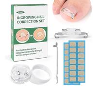 Ingrown Toenail Treatment & Corrector, Ingrown Toenail Removal Kit, Stainless Steel Curved Toenail Straightener with Silicone Bands, Professional Ingrown Toe Nail Pedicure Tools for Curved Nail Repair