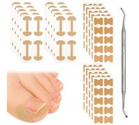 Ingrown Toenail Treatment, Toenail Correction Strips, Ingrown Toenail Corrector, 10 Pcs Four-Patch Strips + 10 Pcs Ten-Patch Strips + Double-Ended Nail Cleaner 135mm, 21 Pcs in Total