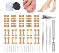 Ingrown Toenails Set, Tamponade for Toenails and Nail Clip, Toenail Correction Set with Toenail Correction Patch, C-Shaped Toenail Pads & Stainless Steel Foot Care Tool Set