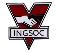 INGSOC English Socialism Thought Criminal Mind Control Brain 1984 George Orwell Book Novel Science Fiction SciFi Sci Fi Dystopian Future Nineteen Eighty Four Literature Classic 1.1" Enamel Pin Badge