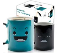 InGwest. Morning Coffee Cup. 11 Ounce. Changing Colour Mug with Funny Smile. Ceramic Heat Sensitive Heat Sensitive MugCup. Novelty Heat Sensitive Funny Mug