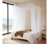 Ingzy 2-Panel Sheer Canopy Bed Curtains, 30"x236" Voile Drapes for Full/Queen/King Bed - Soft Breathable Fabric, Decorative Window Scarf, DIY Ascot Top Hanging for Bed or Window