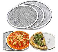 Ingzy 3pcs Mesh Pizza Plate 14inch, Non Stick Pizza Trays for Oven, Aluminium Pizza Mesh Screen, Round Pizza Tray Pizza Baking Sheet for Oven Home Restaurant