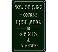 Ingzzaac 7 Course Irish Meal Funny Tin Metal Sign Pub Bar Man Cave Decor Tavern Brew Plaque 8"x12"