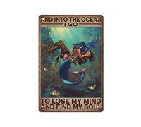 Ingzzaac And Into The Ocean I Go To Lose My Mind And Find My Soul Iving Summer Sign,Coffee Bar Home Yard Garden Funny Vintage Metal Sign Poster 8X12 Inches