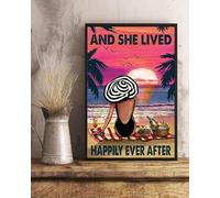 Ingzzaac And She Lived Happily Ever After Book Girl Summer Beach Funny Aluminum Sign For Home Garden Coffee Wall Decor Funny Vintage Metal Sign Poster 8X12 Inches