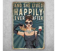 Ingzzaac And She Lived Happily Ever After Cat Funny Vintage Metal Sign Poster 8X12 Inches