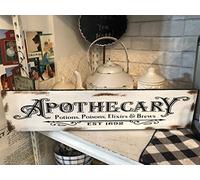 Ingzzaac Apothecary Potions, Poisons, Elixirs & Brews Signs. Halloween Kitchen, Bathroom Sign. Witchy Magical Spice Sign. Kitchen Kitchen Decor Wood Signs With Quotes Wood Sayings Signs 4×16 Inch