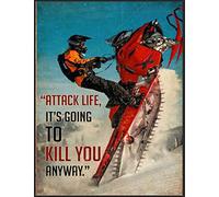 Ingzzaac Attack Life It’S Going To Kill You Anyway Poster Funny Gift Metal Signs 8X12 Inch