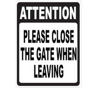 Ingzzaac Attention Please Close the Gate When Leaving Sign Rules Regulations Signs Metal Tin Safety Caution for Indoor or Outdoor 8"x12"