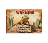 Ingzzaac Bearded Dragon Sign Beware Of Warning Zone Small Movements May Cause Big Reactions Reptile Decorations 8"x12"