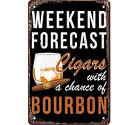 Ingzzaac Bourbon And Cigars Vintage Travel Poster Metal Signs Vintage Tin Sign Wall Decor For Garage Bedroom Bathroom Bar Coffee Restaurant Retro Metal Tin Sign 8X12 Inches