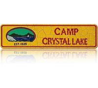 Ingzzaac Camp Crystal Lake Sign Vintage Slim Tin Sign Room Bar Garage Man Cave Restaurant Shop Office Home Novelty Wall Art Gift 4×16 Inch