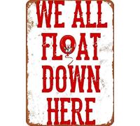 Ingzzaac Cool Halloween Horror Movie It Stephen King We All Float Down Here Pennywise Poster Aluminum Metal Tin Retro Sign For Bars Restaurants Bars Hotels Zoos Cafes Retro Metal Tin Sign 8X12 inches