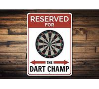 Ingzzaac Dart Champ Parking Sign, Dart Board Sign, Gift For Dart Champ, Darts Game Lover Man Cave Sign Retro Metal Tin Sign 8X12 Inches