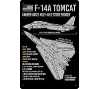 Ingzzaac F - 14 Tomcat US Navy Aircraft Plane USAF Airplane Blueprint F14 Photographic Print Metal Tin Sign Fun Home Art Wall Decor 8"x12"