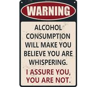 Ingzzaac Funny Bar Tin Sign - Warning Alcohol Consumption Will Make You Believe - Metal Wall Art For Home Bar Pub Metal Sign Plaque Poster 8X12 Inches