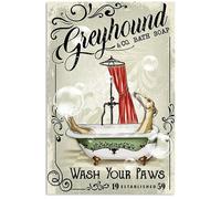 Ingzzaac Greyhound Bath Wash Your Paws Retro Metal Tin Sign 8X12 Inches
