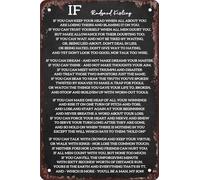 Ingzzaac If Poem by Rudyard Kipling Poster Tin Signs for Home Bar Club Restaurant Kitchen Garage Man Cave Wall Decor Retro Metal Tin Sign 8X12 inches