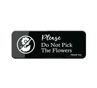 Ingzzaac Informative Metal Tin Plastic Sign Please Do Not Pick The Flowers Garden Stake Weatherproof Sign With Arrow For Office Restaurants Hotels Supermarket Supplies 4×16 Inch