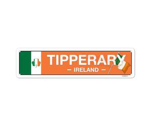 Ingzzaac Irish Pub Decor - Tipperary, Ireland, Flag, Clover, Gifts Street Sign Metal City Signs, Home Patio Garden Bar Farm House Garage Vintage Aluminum Plaque -Es 4×16 Inch