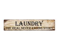 Ingzzaac Laundry The Real Never Ending Story Retro Tin Signs Aluminum Metal Sign For Kitchen Home Garden Wall Bar Cafe Decor Home Decoration,Living Room,Dining Room,Bedroom And Other Spaces 4×16 Inch