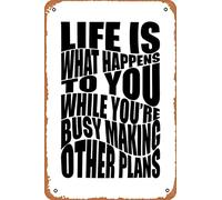 Ingzzaac Life Is What Happens To You While You're Busy Making Other Plans Photographic Print Retro Metal Tin Vintage Sign Home Bar Wall Decor 8"x12"