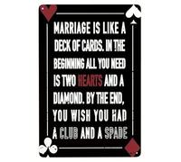 Ingzzaac Marriage Is Like A Deck Of Cards Tin Sign 8"x12"