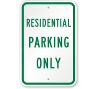 Ingzzaac Metal Road Sign Engineer Grade Reflective Sign, Legend Residential Parking Only Warning Sign 12" X 8"