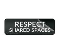 Ingzzaac Metal Tin Plastic Sign Respect Shared Spaces Sign Self-Adhesive On The Back Fade Resistance Indoor/Outdoor Use 4×16 Inch
