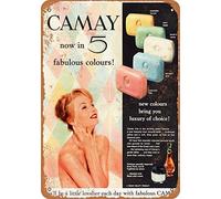 Ingzzaac Metal Tin Sign 1959 Camay Soap In Five Fabulous Colors Wall Plaque Vintage Look Aluminum Sign For Wall Decor 11.8X7.8 Inch