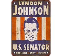 Ingzzaac Metal Tin Sign 8X12 Inches 1941 Lyndon B. Johnson For Us Senator Vintage Retro Metal Sign
