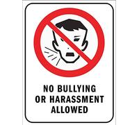 Ingzzaac Metal tin sign no bullying or harassment allowed sign caution danger safety security warning notice signs indoor/outdoor use 8×12 INCH