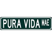 Ingzzaac Metal Tin Signs Pura Vida Mae Sign Retro Tin Signs Aluminum Metal Sign For Office Kitchen Garden Wall Bab Club Coffee Home Decor 4×16 Inch