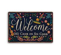 Ingzzaac Mexico Mi Casesu Case Welcome Cinco Wall Art Home Decor Kitchen Poster Cafe Pub Plaque Funny Vintage Metal Sign Poster 8X12 Inches
