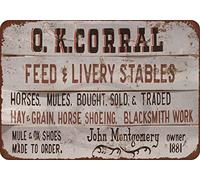 Ingzzaac New Tin Sign Aluminum Retro 1881 Ok Corral Metal Sign 8 X 12 Inch