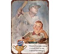 Ingzzaac New Tin Sign Aluminum Retro 1956 Babe Ruth And Wheaties Metal Sign 8 X 12 Inch