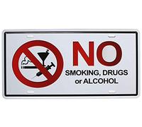 Ingzzaac No Smoking, Drugs Or Alcohol, Metal Tin Sign, Vintage Art Poster Plaque Bar Cafe Home Wall Decor Vintage Tin Sign 7.8 * 11.8 Inch(L * W)