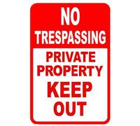 Ingzzaac No Trespassing Private Property Keep Out Metal Sign For Home Wall Art Decor Post Plaque For Women Men Vintage Metal Sign 8X12 Inches