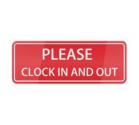 Ingzzaac Please Clock In And Out Sign, Metal Tin Plastic Sign With Symbols, Self-Adhesive, For Restaurant, Salons, Hotel, Motel, Rest Stops, Public Restrooms 4×16 Inch
