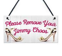 Ingzzaac Please Remove Your Jimmy Choos Shabby Shoes Wall Art Wall Plaque Tin Sign Chhome Take Off Your Shoes House Tin Sign Funny Vintage Metal Sign Poster 8X12 Inches